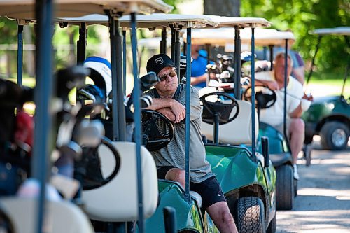 Daniel Crump / Winnipeg Free Press. Robert Claywaits for his turn to tee off as he plays a round of golf with some friends at Kildonan Park golf course on Saturday afternoon. June 12, 2021.