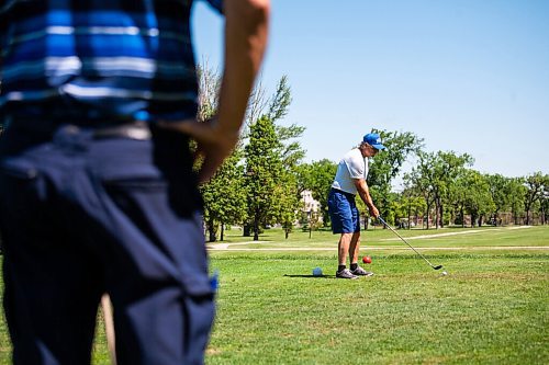 Daniel Crump / Winnipeg Free Press. Peter Mykytiuk gets ready to tee off as he plays a round of golf with a few friends at Kildonan Park golf course on Saturday afternoon. June 12, 2021.