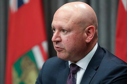 RUTH BONNEVILLE / WINNIPEG FREE PRESS

Local - Roussin 

Chief Provincial Public Health Officer. Dr. Brent Roussin, answers questions form the media during press conference at the Legislative Building Monday.  

June 14,, 2021

