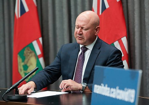 RUTH BONNEVILLE / WINNIPEG FREE PRESS

Local - Roussin 

Chief Provincial Public Health Officer. Dr. Brent Roussin, answers questions form the media during press conference at the Legislative Building Monday.  

June 14,, 2021

