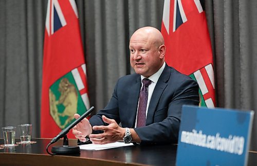 RUTH BONNEVILLE / WINNIPEG FREE PRESS

Local - Roussin 

Chief Provincial Public Health Officer. Dr. Brent Roussin, answers questions form the media during press conference at the Legislative Building Monday.  

June 14,, 2021

