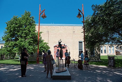 ALEX LUPUL / WINNIPEG FREE PRESS  

Pirate Wheel, a 6.5-foot bronze sculpture by English artist Barry Flanagan, stands behind the Manitoba Children's Museum in Winnipeg on Tuesday, June 15, 2021. The sculpture, which is on loan for the next year, is the newest piece of public art at The Forks.