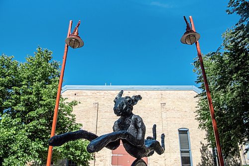 ALEX LUPUL / WINNIPEG FREE PRESS  

Pirate Wheel, a 6.5-foot bronze sculpture by English artist Barry Flanagan, stands behind the Manitoba Children's Museum in Winnipeg on Tuesday, June 15, 2021. The sculpture, which is on loan for the next year, is the newest piece of public art at The Forks.
