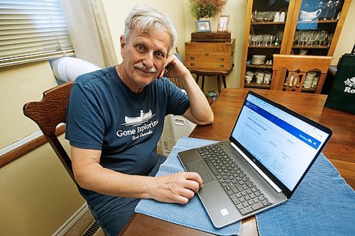 JOHN WOODS / WINNIPEG FREE PRESS
Doug Lang, who looks at the Shared Health vaccine site which is missing a record of his wifes second vaccine, is photographed in his home in Winnipeg Wednesday, June 23, 2021.

Reporter:Da Silva