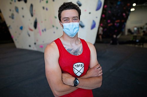Daniel Crump / Winnipeg Free Press. Sam Beardsall is an avid climber and regular at the Hive. The Hive is welcoming climbers through its doors once again after an easing of public health restrictions on Saturday. June 26, 2021.