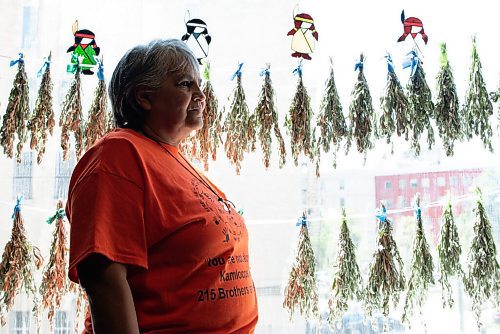 ALEX LUPUL / WINNIPEG FREE PRESS  

Martina Fisher, Cultural Support Provider at Wa-Say Healing Centre, poses for a portrait at the centre's Winnipeg office on Monday, June 28, 2021. Fisher was forced into Assiniboia Residential School in her teens.

Reporter: Cody Sellar