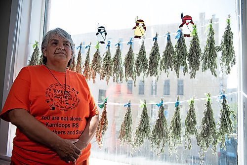 ALEX LUPUL / WINNIPEG FREE PRESS  

Martina Fisher, Cultural Support Provider at Wa-Say Healing Centre, poses for a portrait at the centre's Winnipeg office on Monday, June 28, 2021. Fisher was forced into Assiniboia Residential School in her teens.

Reporter: Cody Sellar