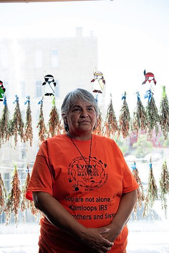 ALEX LUPUL / WINNIPEG FREE PRESS  

Martina Fisher, Cultural Support Provider at Wa-Say Healing Centre, poses for a portrait at the centre's Winnipeg office on Monday, June 28, 2021. Fisher was forced into Assiniboia Residential School in her teens.

Reporter: Cody Sellar