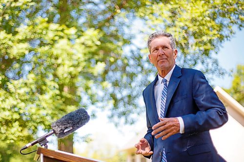 MIKE DEAL / WINNIPEG FREE PRESS
Premier Brian Pallister announced during a press conference, Tuesday morning, outside the Spirit Cottage at St. Amant Centre, 400 River Road, that his government is partnering with community-led organizations to increase COVID-19 vaccination uptake to help ensure that the province reaches its vaccination targets as quickly as possible.
210629 - Tuesday, June 29, 2021.