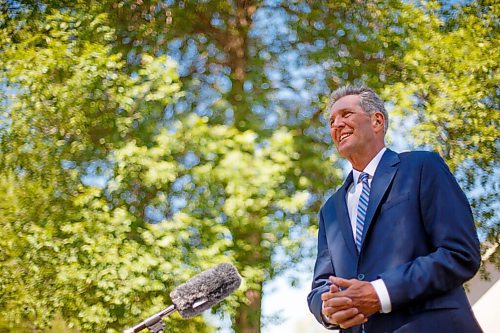 MIKE DEAL / WINNIPEG FREE PRESS
Premier Brian Pallister announced during a press conference, Tuesday morning, outside the Spirit Cottage at St. Amant Centre, 400 River Road, that his government is partnering with community-led organizations to increase COVID-19 vaccination uptake to help ensure that the province reaches its vaccination targets as quickly as possible.
210629 - Tuesday, June 29, 2021.