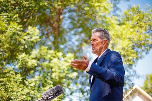 MIKE DEAL / WINNIPEG FREE PRESS
Premier Brian Pallister announced during a press conference, Tuesday morning, outside the Spirit Cottage at St. Amant Centre, 400 River Road, that his government is partnering with community-led organizations to increase COVID-19 vaccination uptake to help ensure that the province reaches its vaccination targets as quickly as possible.
210629 - Tuesday, June 29, 2021.