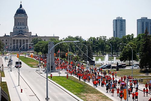 JOHN WOODS / WINNIPEG FREE PRESS
Hundreds joined in two marches for the children that have been found on residential school properties throughout Canada in Winnipeg Thursday, July 1, 2021. 

Reporter: ?