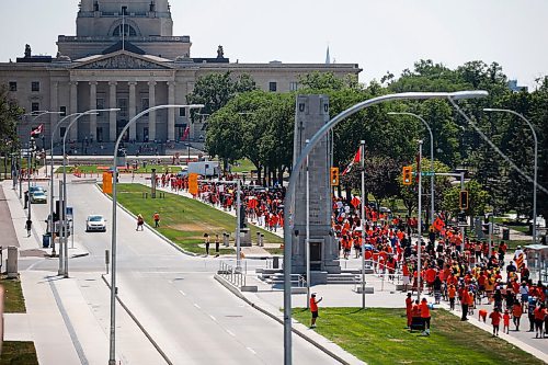 JOHN WOODS / WINNIPEG FREE PRESS
Hundreds joined in two marches for the children that have been found on residential school properties throughout Canada in Winnipeg Thursday, July 1, 2021. 

Reporter: ?