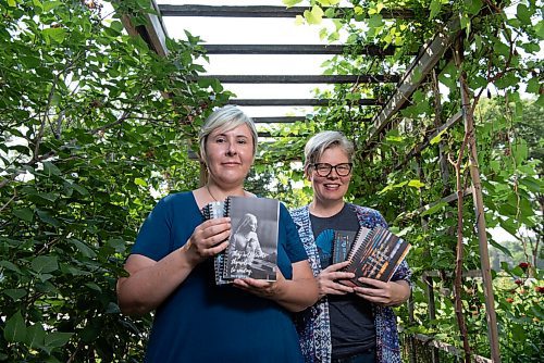 ALEX LUPUL / WINNIPEG FREE PRESS  

From left, Rachel Twigg and Kalyn Falk pose for a portrait with their printed notebooks from St. Benedict's Monastery on Friday, July 2, 2021. The two spiritual directors connected to St. Benedict's Monastery and Retreat Centre have produced journals, bookmarks and cards depicting some of the special places at the monastery, which has been sold to an Indigenous group for use as a wellness centre.

Reporter: Brenda Suderman