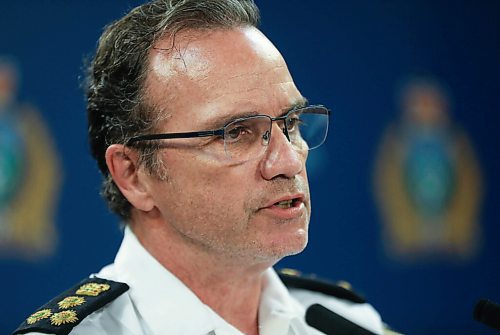 RUTH BONNEVILLE / WINNIPEG FREE PRESS

Local - Police Presser

Winnipeg Police Chief, Danny Smyth, holds press conference on vandalism that occurred to two statues and a vehicle on the Legislative grounds during a protest yesterday, at the Police headquarters today.


July 02, 2021