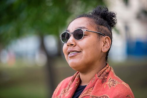 MIKAELA MACKENZIE / WINNIPEG FREE PRESS

Aaliyah Leach, coordinator, speaks to the Free Press at the sacred fire and healing village on the Legislative grounds in Winnipeg on Monday, July 5, 2021. For Carol Sanders story.
Winnipeg Free Press 2021.