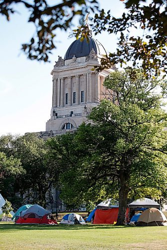 JOHN WOODS / WINNIPEG FREE PRESS
A camp at the Manitoba Legislature in Winnipeg Monday, July 5, 2021. 

Reporter: ?