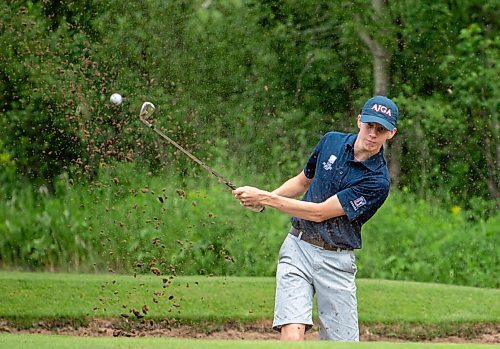 ALEX LUPUL / WINNIPEG FREE PRESS  

Ryan Blair hits a shot from the bunker at the Golf Manitoba Junior Men's Championship at the Shilo Country Club in Shilo on Wednesday, July 7, 2021.

Reporter: Joseph Bernacki