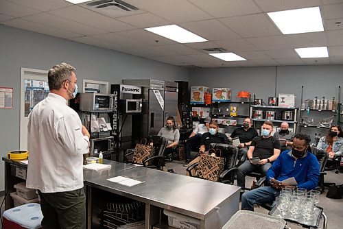 ALEX LUPUL / WINNIPEG FREE PRESS  

Chef Travis Mogens Petersen speaks at Russell-Hendrix in Winnipeg on Tuesday, July 6, 2021. Petersen has been travelling across the country, teaching other chefs how to cook with cannabis.

Reporter: Eva Wasney