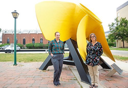 MIKE DEAL / WINNIPEG FREE PRESS
(from left) Shauna Matthews, assistant museum administrator and Pam McKenzie museum administrator outside the museum by the propeller turbine outside the Electrical Museum.
Manitoba Electrical Museum, 680 Harrow St.
Strange and wonderful artifacts from the backrooms and attics of Manitoba's community-run museums.
See Brenda Suderman story
210707 - Wednesday, July 07, 2021.