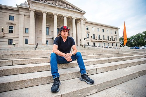 MIKAELA MACKENZIE / WINNIPEG FREE PRESS

Vince Fontaine, an Ojibway musician and lead singer of Eagle & Hawk and Indian City, poses for a portrait on the legislative grounds in Winnipeg on Monday, July 12, 2021. He is one of several local Indigenous artists sharing their thoughts on what should replace the toppled statue of Queen Victoria at the Manitoba Legislative Building. For Eva Wasney story.
Winnipeg Free Press 2021.