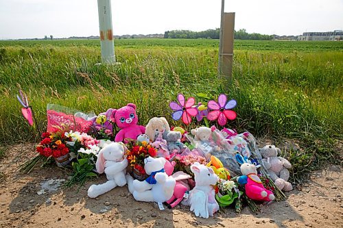 MIKE DEAL / WINNIPEG FREE PRESS
A memorial along the side of King Edward Blvd close to where 3-year-old Jemimah Bundalian was murdered by her father, Frank Nausigimana, on July 7th.
210712 - Monday, July 12, 2021.