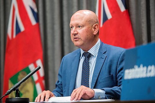 MIKAELA MACKENZIE / WINNIPEG FREE PRESS

Dr. Brent Roussin, chief provincial public health officer, gives his daily COVID-19 update at the Manitoba Legislative Building in Winnipeg on Monday, July 12, 2021. For --- story.
Winnipeg Free Press 2021.