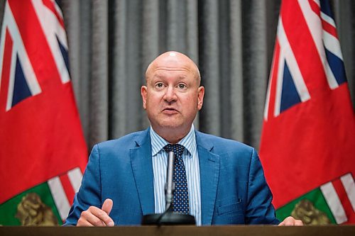 MIKAELA MACKENZIE / WINNIPEG FREE PRESS

Dr. Brent Roussin, chief provincial public health officer, gives his daily COVID-19 update at the Manitoba Legislative Building in Winnipeg on Monday, July 12, 2021. For --- story.
Winnipeg Free Press 2021.