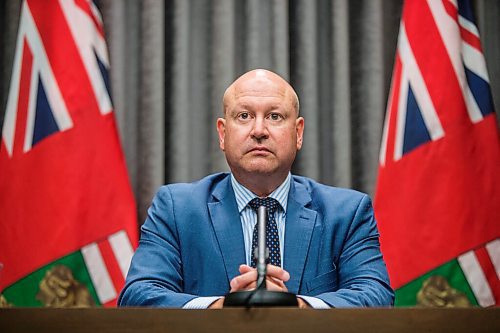 MIKAELA MACKENZIE / WINNIPEG FREE PRESS

Dr. Brent Roussin, chief provincial public health officer, gives his daily COVID-19 update at the Manitoba Legislative Building in Winnipeg on Monday, July 12, 2021. For --- story.
Winnipeg Free Press 2021.