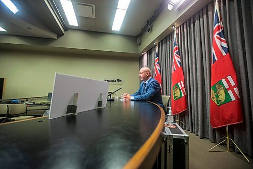 MIKAELA MACKENZIE / WINNIPEG FREE PRESS

Dr. Brent Roussin, chief provincial public health officer, gives his daily COVID-19 update at the Manitoba Legislative Building in Winnipeg on Monday, July 12, 2021. For --- story.
Winnipeg Free Press 2021.