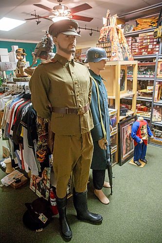 MIKE DEAL / WINNIPEG FREE PRESS
Russian and nazi costumes used in the movies.
Les David owner of the world's largest collection of Raiders of the Lost Ark and Indiana Jones memorabilia. Les is currently conducting an official count of his stuff, for entry into the Guinness Book of World Records.
Les and his wife moved to a farmstead about 15 years ago, expressly to have a place for his collection. It's kept in a self-contained, climate-controlled room built inside his barn.
210708 - Thursday, July 08, 2021.