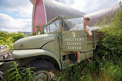 MIKE DEAL / WINNIPEG FREE PRESS
Les David with one of the military trucks used in the shooting of the movies that ended up in the touring Discovery Science Centre exhibit. When the exhibit moved overseas the truck was sold off.
Les David owner of the world's largest collection of Raiders of the Lost Ark and Indiana Jones memorabilia. Les is currently conducting an official count of his stuff, for entry into the Guinness Book of World Records.
Les and his wife moved to a farmstead about 15 years ago, expressly to have a place for his collection. It's kept in a self-contained, climate-controlled room built inside his barn.
210708 - Thursday, July 08, 2021.