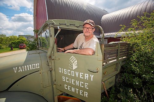 MIKE DEAL / WINNIPEG FREE PRESS
Les David with one of the military trucks used in the shooting of the movies that ended up in the touring Discovery Science Centre exhibit. When the exhibit moved overseas the truck was sold off.
Les David owner of the world's largest collection of Raiders of the Lost Ark and Indiana Jones memorabilia. Les is currently conducting an official count of his stuff, for entry into the Guinness Book of World Records.
Les and his wife moved to a farmstead about 15 years ago, expressly to have a place for his collection. It's kept in a self-contained, climate-controlled room built inside his barn.
210708 - Thursday, July 08, 2021.