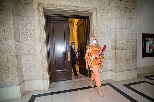 MIKAELA MACKENZIE / WINNIPEG FREE PRESS

PC MLAs Rochelle Squires and Cliff Cullen leave a cabinet meeting at the Manitoba Legislative Building in Winnipeg on Wednesday, July 14, 2021. For Dylan story.
Winnipeg Free Press 2021.