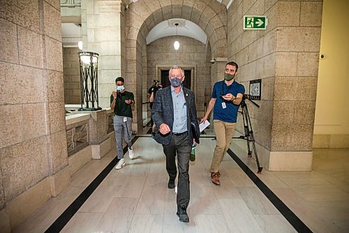 MIKAELA MACKENZIE / WINNIPEG FREE PRESS

PC MLA Blaine Pedersen leaves a cabinet meeting at the Manitoba Legislative Building in Winnipeg on Wednesday, July 14, 2021. For Dylan story.
Winnipeg Free Press 2021.