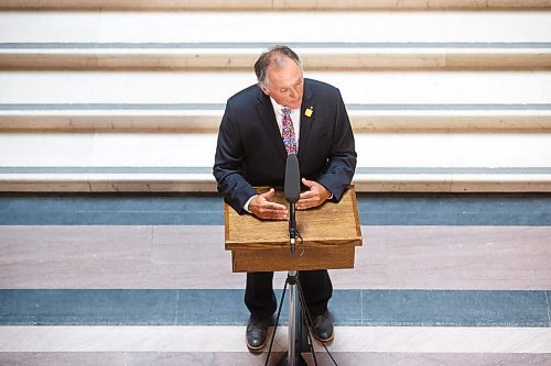 MIKE DEAL / WINNIPEG FREE PRESS
Selkirk MLA Alan Lagimodiere Manitoba's new minister responsible for Indigenous affairs talks to the press Thursday morning. 
210715 - Thursday, July 15, 2021.