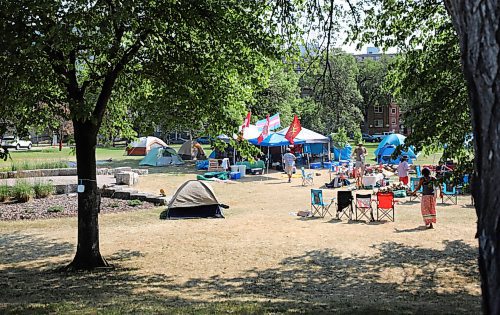 RUTH BONNEVILLE / WINNIPEG FREE PRESS

49.8 Leg camp 

Sacred fire healing village on the east side of the Legislative grounds.

Reporter: Ben Waldman 

July 13, 2021


