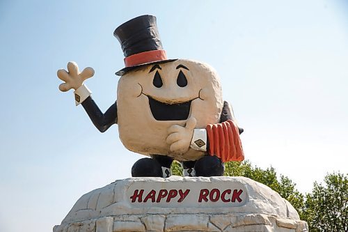 MIKE DEAL / WINNIPEG FREE PRESS
The Happy Rock in the town of Gladstone, MB, where Eileen Clarke the MLA for Agassiz is from.
210716 - Friday, July 16, 2021.