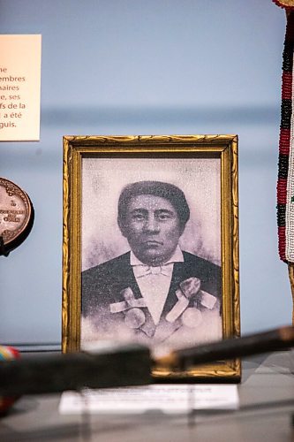 MIKAELA MACKENZIE / WINNIPEG FREE PRESS

A photo of Treaty No.1 signatory Chief Henry Prince (Chief Peguis' eldest son) in a display about Treaty One at the Manitoba Museum in Winnipeg on Tuesday, July 20, 2021. For --- story.
Winnipeg Free Press 2021.