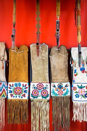 MIKAELA MACKENZIE / WINNIPEG FREE PRESS

Ceremonial pipes and pipe bags in a display about treaty promises at the Manitoba Museum in Winnipeg on Tuesday, July 20, 2021. For --- story.
Winnipeg Free Press 2021.