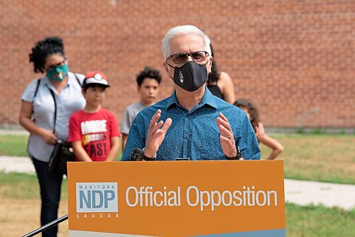 ALEX LUPUL / WINNIPEG FREE PRESS  

NDP Education Critic Nello Altomare speaks during a press conference outside of Churchill High School in Winnipeg on Thursday, July 22, 2021.