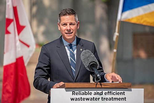 ALEX LUPUL / WINNIPEG FREE PRESS  

City of Winnipeg Mayor Brian Bowman speaks at the North End Water Pollution Control Centre in Winnipeg during an infrastructure funding announcement on Thursday, July 22, 2021.
