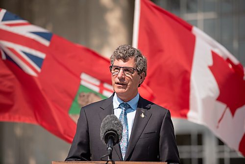 ALEX LUPUL / WINNIPEG FREE PRESS    

Central Services Minister Reg Helwer speaks at the North End Water Pollution Control Centre in Winnipeg during an infrastructure funding announcement on Thursday, July 22, 2021.