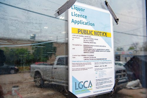 ALEX LUPUL / WINNIPEG FREE PRESS    

A liquor licence application notice is photographed outside of the space that will eventually become home to Low Life Barrel House in Winnipeg on Wednesday, July 21, 2021. 

Reporter: Ben Sigurdson