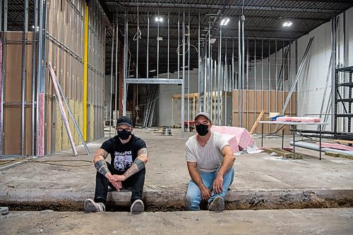ALEX LUPUL / WINNIPEG FREE PRESS    

From left, Adam Carson and Tyler Birch are photographed in the space that will eventually become home to Low Life Barrel House in Winnipeg on Wednesday, July 21, 2021. 

Reporter: Ben Sigurdson