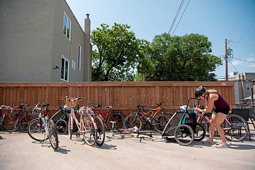 ALEX LUPUL / WINNIPEG FREE PRESS    

Bikes are photographed during the first stop of the Tour de Glace, a 20-kilometre recreational event which makes four stops at local ice cream shops, outside of Dug & Betty's Ice Creamery in Winnipeg on Saturday, July 24, 2021.