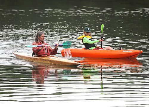RUTH BONNEVILLE / WINNIPEG FREE PRESS

Local - standup Kayaking 

Eric Reder teaches his son, North Reder (13yrs), how to kayak while paddling on the Red River at St. Vital Park Monday.  The two, along with friends, are headed up to Hudson Bay on the train this summer to kayak next to  Beluga Wales with Sea North Tours and Eric wanted to do a little training with his son before their trip.  

July 26, 2021
