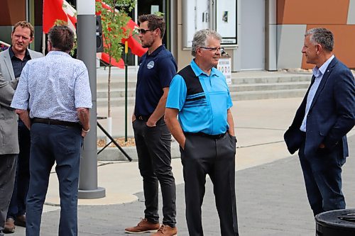 Grant Burr / Winnipeg Free Press
Attendees gather for the announcement of provincial funding for the Southeast Events Centre in Steinbach on Monday, July 26, 2021.