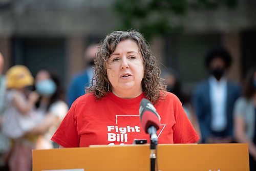 ALEX LUPUL / WINNIPEG FREE PRESS  

Nicole Lafreniere, a music teacher, speaks outside of Riverview School in Winnipeg on Tuesday, July, 27, 2021.

Reporter: Carol Sanders