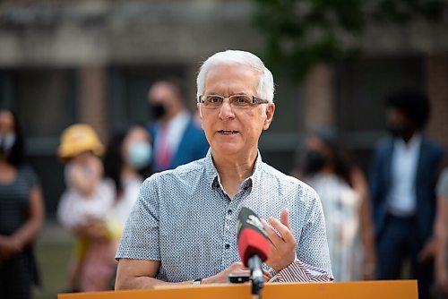 ALEX LUPUL / WINNIPEG FREE PRESS  

Nello Altomare, NDP Education Critic, speaks outside of Riverview School in Winnipeg on Tuesday, July, 27, 2021.

Reporter: Carol Sanders